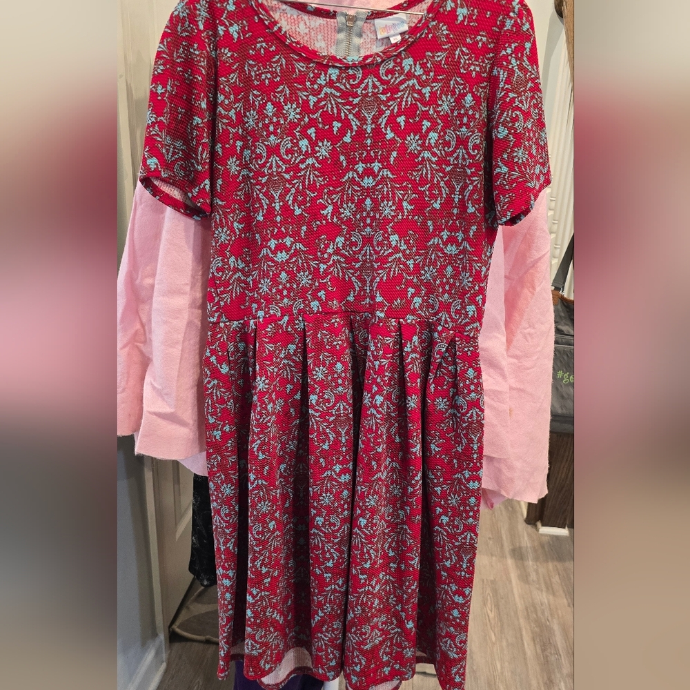 LuLaRoe Red and Teal Floral Dress